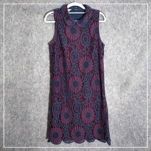 J Crew Dress 6‎ Embroidered Floral Mash Peter Pan Collar Shift Retro mod cottage